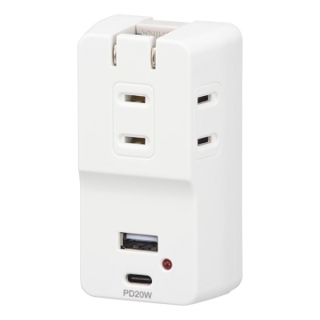 モバイルUSBタップ 雷ガード PD対応 20W [品番]00-7086