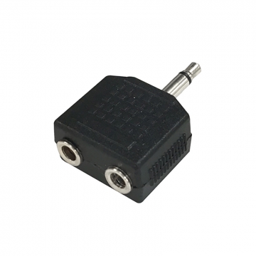 2口分岐アダプター φ3.5モノラルミニプラグ-φ3.5モノラルミニジャックx2 [品番]01-3024