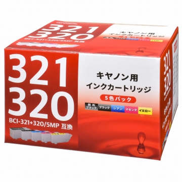 キヤノン互換 BCI-321+320/5MP 顔料ブラック+染料4色 [品番]01-4123