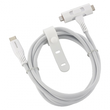 AudioComm さらさらUSBケーブル Lightning or Type-CtoC 片側切り換え式 1.5ｍ [品番]01-7261
