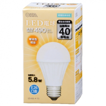 LED電球 E26 40形相当 電球色 [品番]06-3135