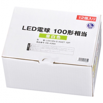 LED電球 E26 100形相当 昼白色 12個入り [品番]06-4365