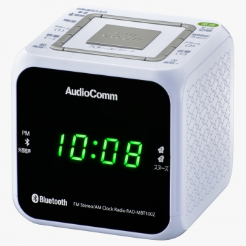 AudioCommクロックラジオ Bluetooth対応 ホワイト [品番]07-8963