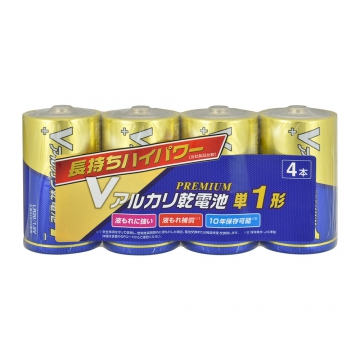Vアルカリ乾電池 プレミアム 単1形 4本 [品番]08-4112