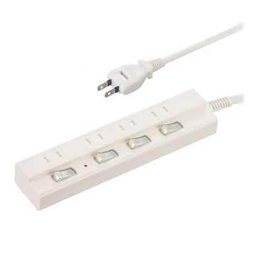 雷ガード付き節電タップ 4個口 1m [品番]00-1584