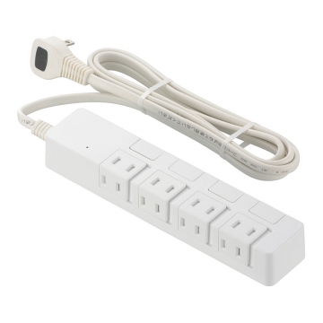 雷ガード付き電源タップ 4個口 2m 白 [品番]00-1642