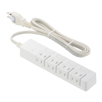 雷ガード＋過電流遮断付き電源タップ 4個口 2m [品番]00-1646