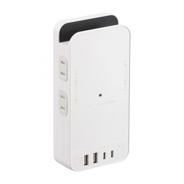 フラット壁タップ PD対応30W 4個口 白 [品番]00-1080
