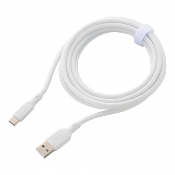 AudioComm なめらかケーブル USB-A to C 2m ホワイト [品番]01-7337