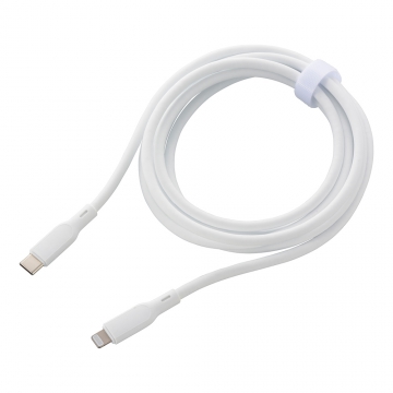 AudioComm なめらかケーブル USB-C to Lightning 2m ホワイト [品番]01-7346