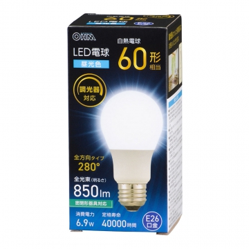 LED電球 E26 60形相当 調光器対応 昼光色 [品番]06-5487