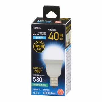 LED電球小形 E17 40形相当 調光器対応 昼光色 [品番]06-5491