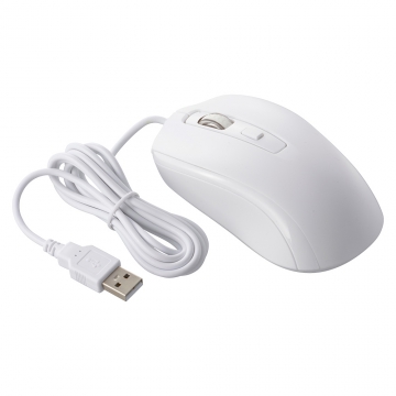 PCGEAR DPI切替ボタン付光学式マウス Mサイズ ホワイト [品番]01-3667