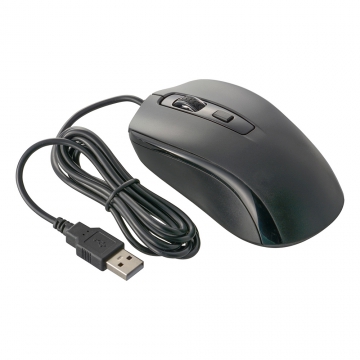 PCGEAR DPI切替ボタン付光学式マウス Mサイズ ブラック [品番]01-3668