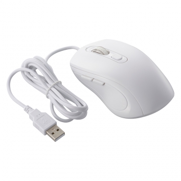 PCGEAR 進む／戻るボタン付光学式マウス Mサイズ ホワイト [品番]01-3669