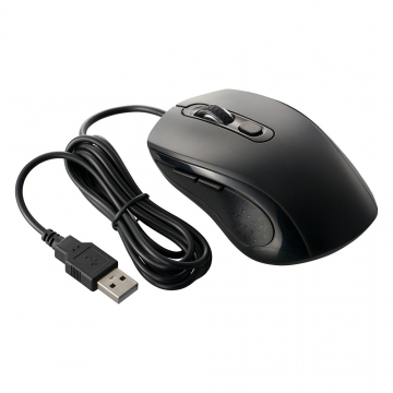 PCGEAR 進む／戻るボタン付光学式マウス Mサイズ ブラック [品番]01-3670