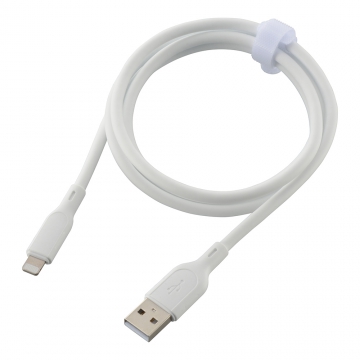 AudioComm なめらかケーブル USB-A to Lightning 1m ホワイト [品番]01-7343
