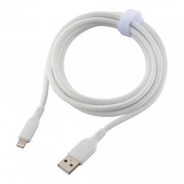AudioComm なめらかケーブル USB-A to Lightning 2m ホワイト [品番]01-7344
