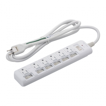 発煙ガード節電3Pタップ 6個口 2m [品番]00-2587