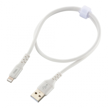 SmartComm やわらかケーブル USB Type-A to Lightning 0.5m ホワイト [品番]01-7347
