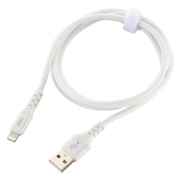 SmartComm やわらかケーブル USB Type-A to Lightning 1m ホワイト [品番]01-7348