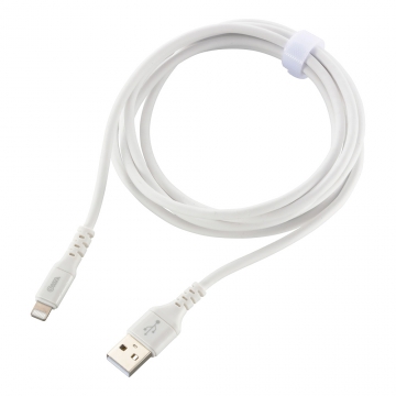SmartComm やわらかケーブル USB Type-A to Lightning 2m ホワイト [品番]01-7349