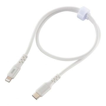 SmartComm やわらかケーブル USB-C to Lightning 0.5m ホワイト [品番]01-7350